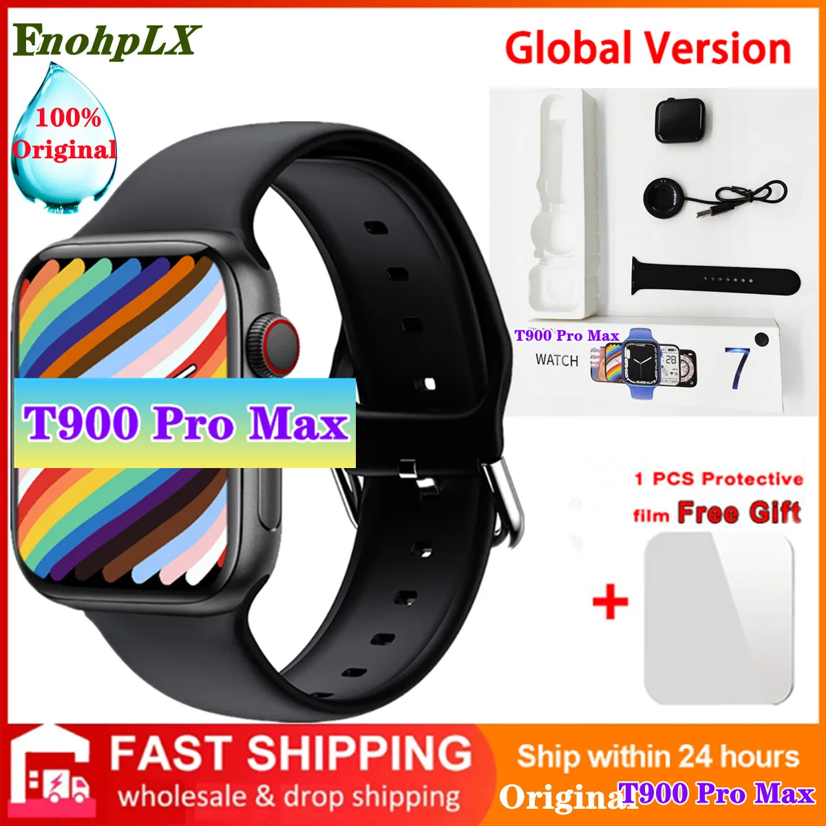 

Смарт-часы T900 Pro Max мужские, водостойкие, 2 кнопки, Bluetooth, 6/7 шт.