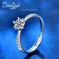 100 real moissanite adjustable engagement rings platinum plating sterling silver diamond wedding classic rings