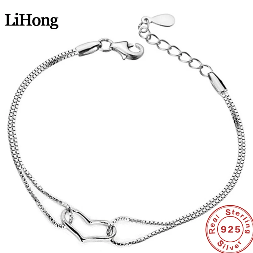 

925 Sterling Silver Bracelet Heart Box Bracelet Women Engagement Wedding Jewelry Gifts