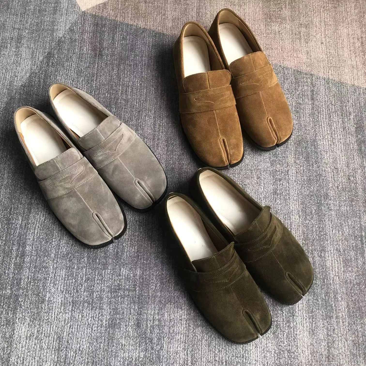 

New flat bottom round head cow hair upper, sheep leather lining, soft and comfortable leather, casual Euro America Lefu shoes