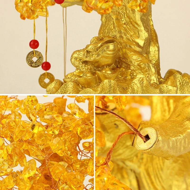 Желтое Хрустальное креативное цитриновое дерево на удачу китайское фэн-шуй