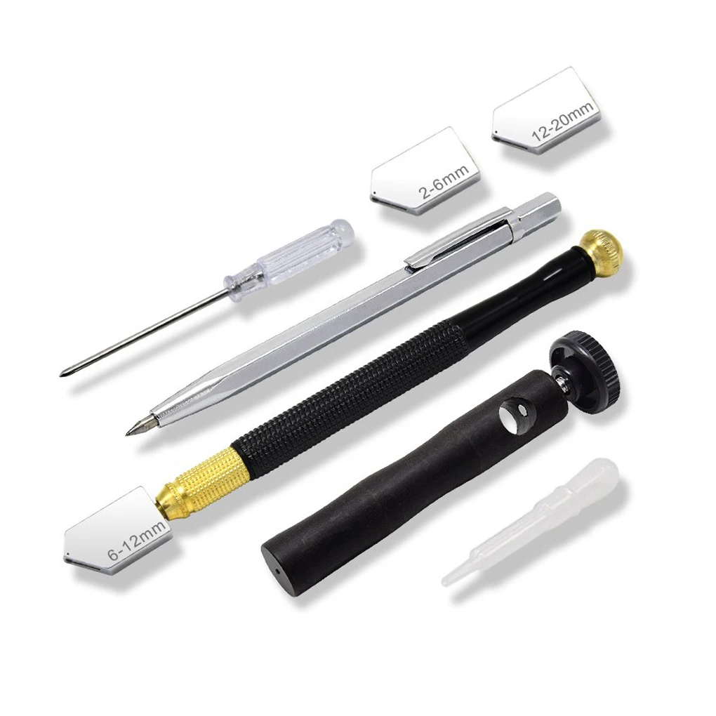

7 Pieces Glass Slicers Scribing Non-slip Wheel Tile Breaker Opener Portable Mirror Slicing DIY Household Hand Tools