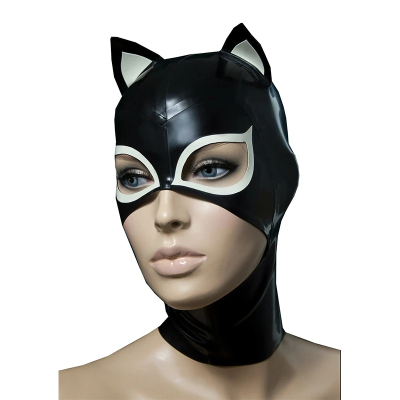 

Handmade Sexy Cat Woman Full Head Latex Mask Rubber Hood Unisex Fetish Cosplay Mask