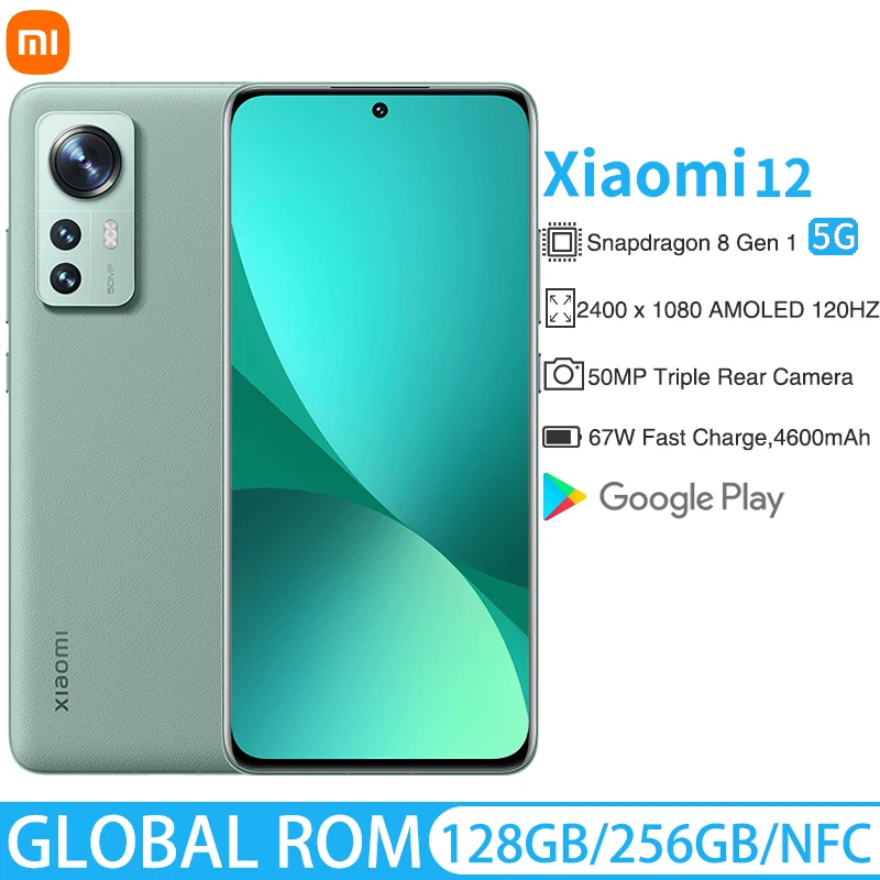 Xiaomi Mi 12 Global ROM 5G Smartphone Snapdragon 8 Gen 1 Octa Core 50MP Camera 120HZ Screen 67W Fast Charge 4500mAh Battery NFC