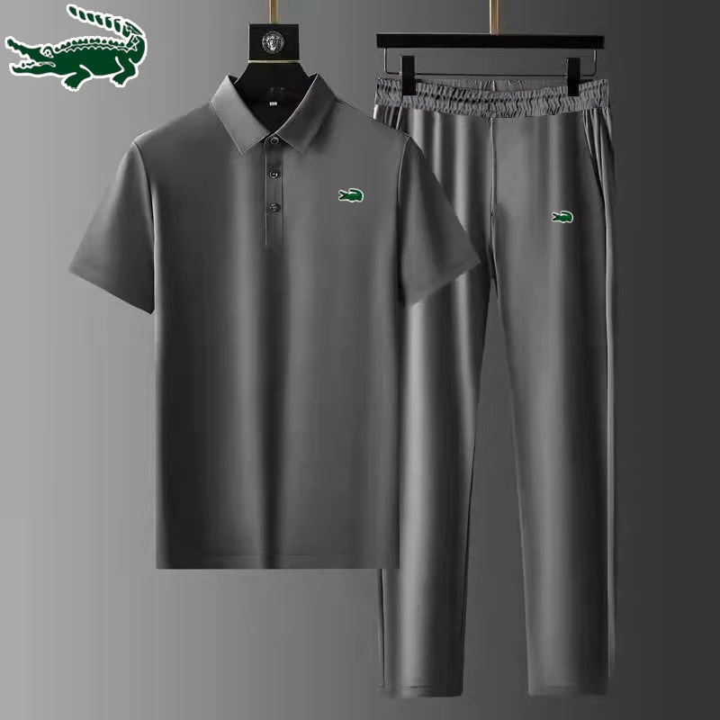 Men's Summer Casual Sports Set Short Sleeve T-shirt Pants Loose Fit Quick Dry