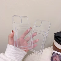 jome transparent tpu card slot wallet case for iphone 13 11 12 pro max mini xs max xr x xs 8 7 plus soft clear card holder cover