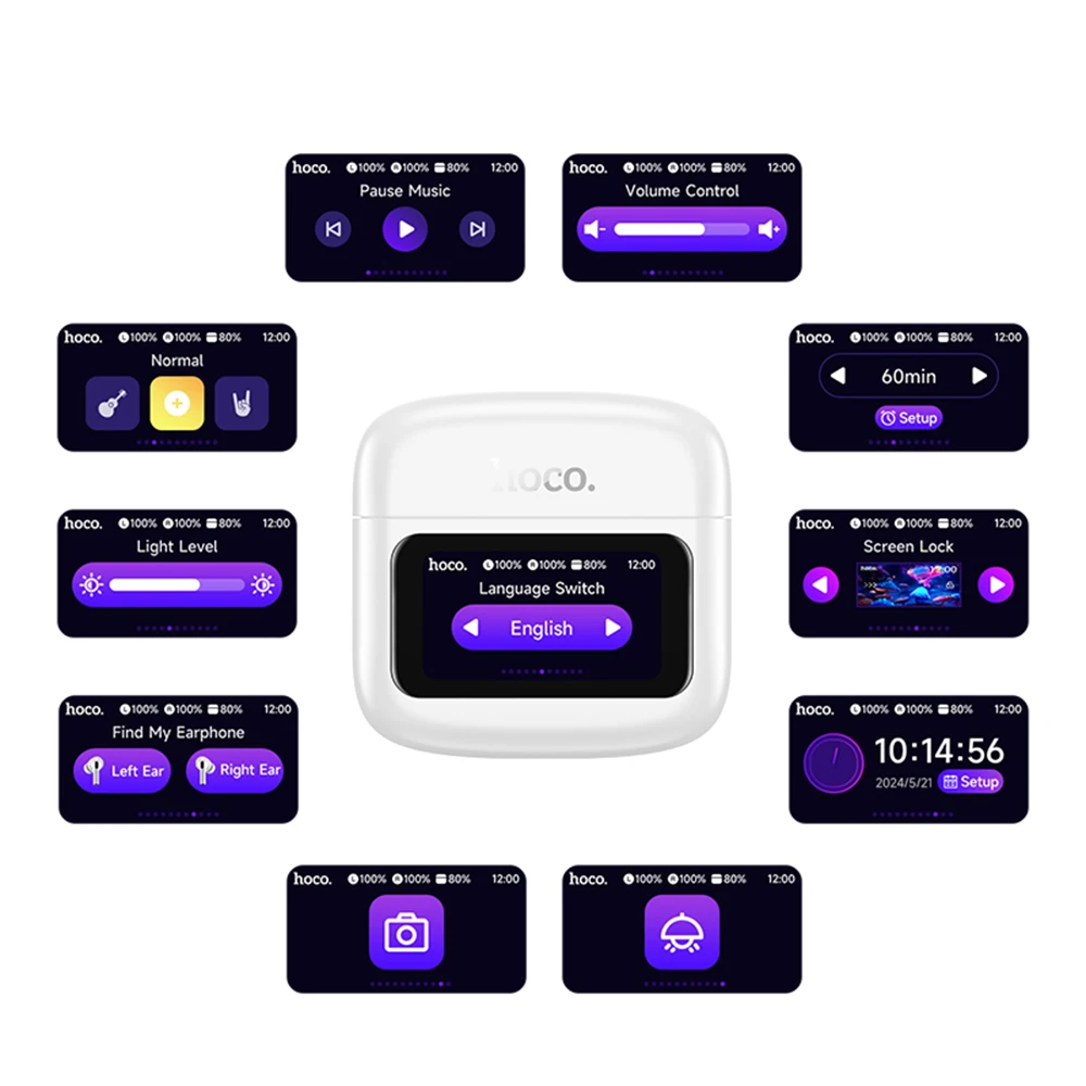 Беспроводные наушники Hoco со светодиодной подсветкой и сенсорным экраном
