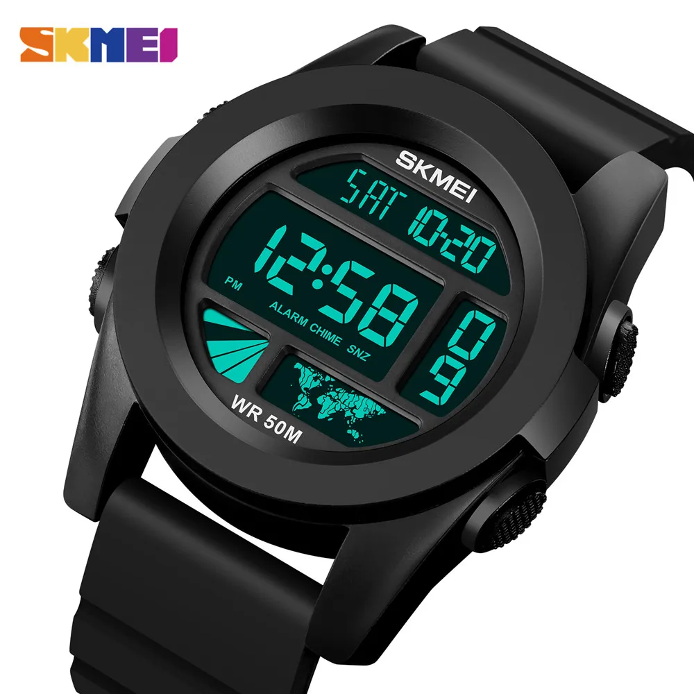 

SKMEI New LED Light Electronic Wristwatches For Men 5Bar Waterproof Male Sport Watch Countdown Alarm Clock reloj hombre 1906