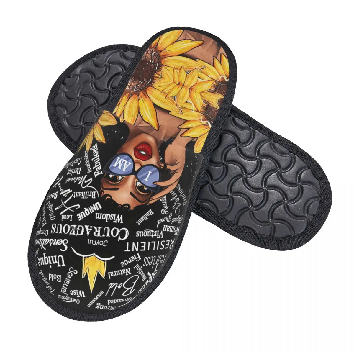 Женские африканские и американские черные домашние тапочки с принтом на заказ