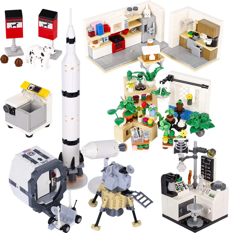 MOC печатные сцены вид строительные блоки космический костюм корабль