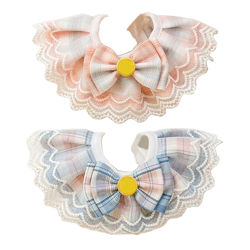

E9LD Dogs Lattice Bandana Purfle Bibs Scarfs Kerchief for Pet Neckerchief Accessories