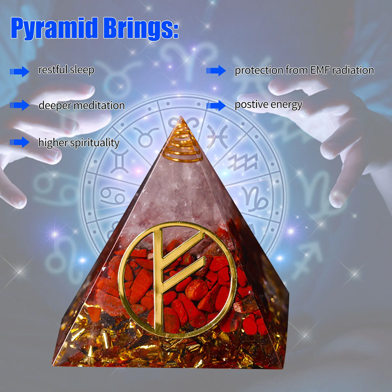

Creative Pyramid Figurine Natural Crystal Stone Sculpture Office Desktop Ornaments Orgone Decor Friends Gifts