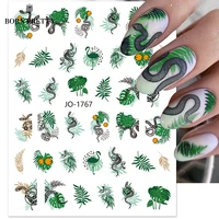 snake leaves 3d nail stickers sliders for nails manicure flower gold laser stripe lines adhesive sticker nail art transfer decor