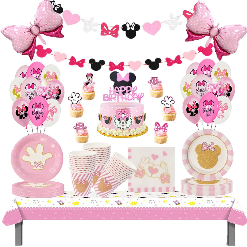 

Принадлежности и украшения для дня рождения Минни Маус принадлежности для вечеринок баннер скатерти для 10 гостей