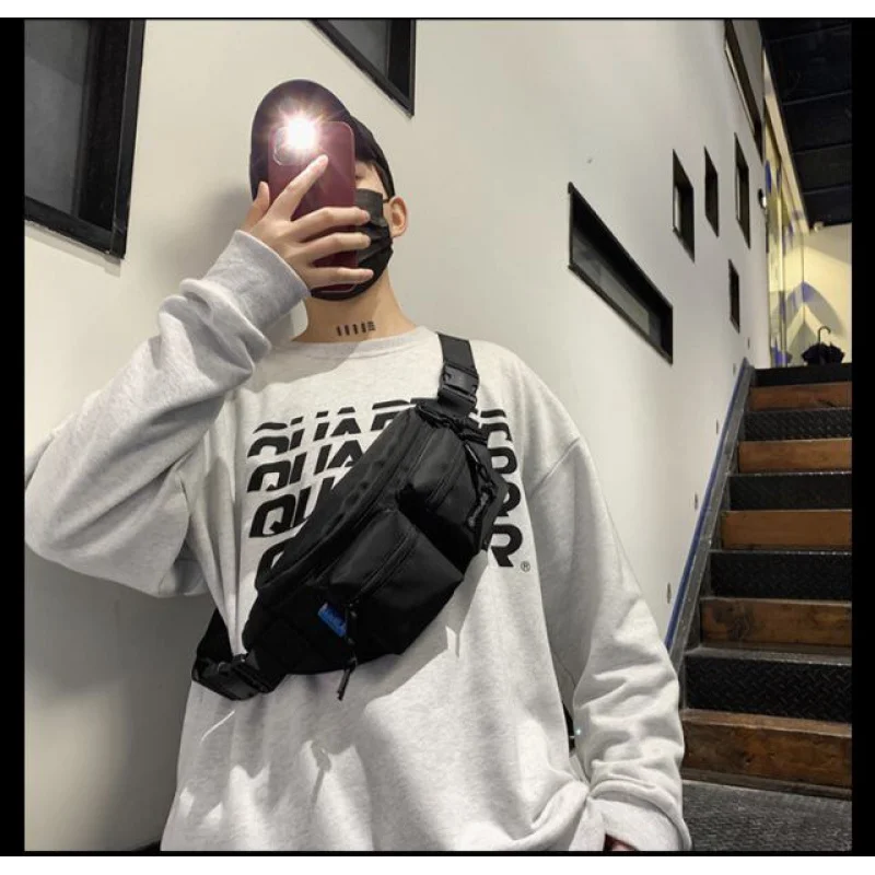 【High quality】 Ulzzang Korean Fashion Nylon Unisex Waist Bag Pouch Bag Fanny Pack Chest Pack for Men Women Birthday Gift