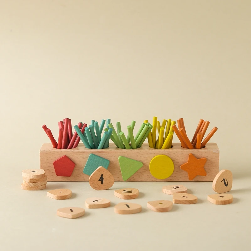 

Montessori Math Teaching Aids Wooden Counting Sticks Babe Kindergarten Toy Early Education Digital Stick Cognitive Puzzle Toys