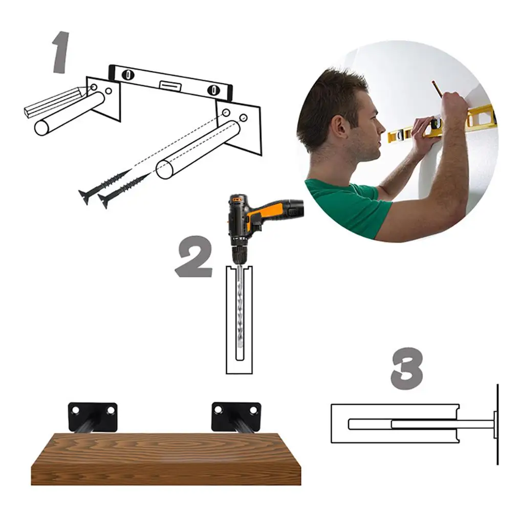 

4 Pieces Solid Steel Shelf Bracket Invisible Rustproof Wall Support