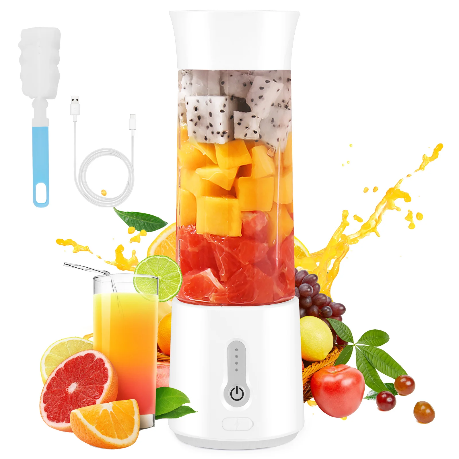 Portable Blender Rechargeable 6 Sheet Blender Cup Travel Blender For Shakes And Smoothies With Fresh Juice And Cup Lid