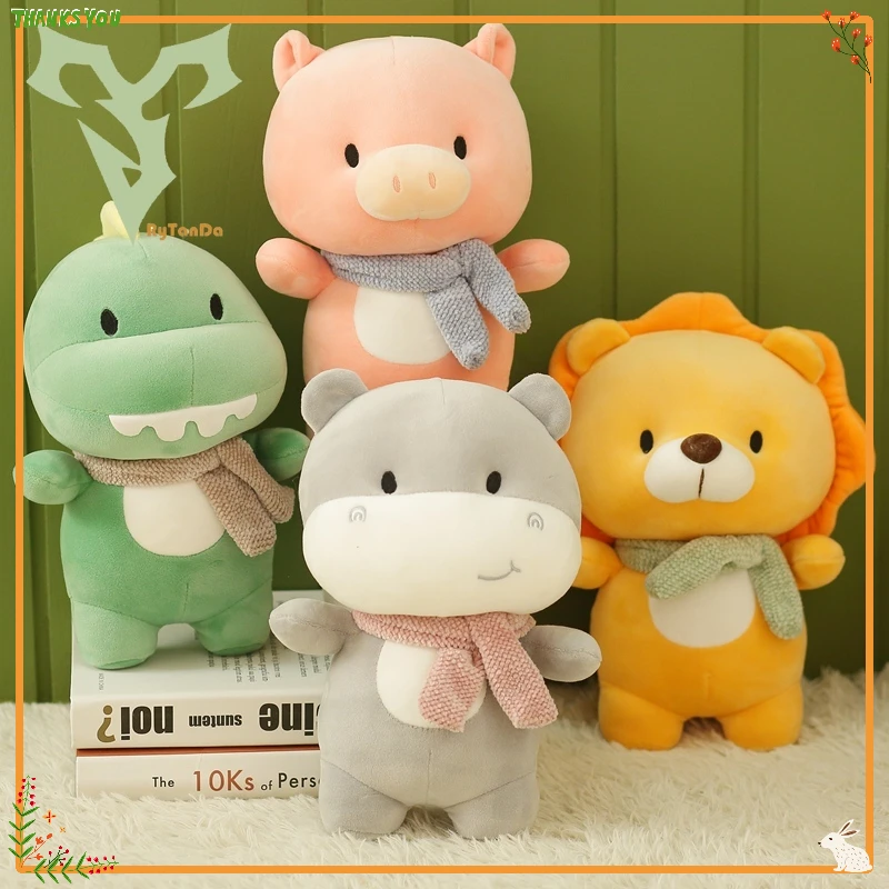 

Kawaii Plushies Piggy Hippo Dinosaur Lion Plush Toys Cute Stuffed Animals Pillow Soft Doll for Kids Gift Cushion Home Decoration