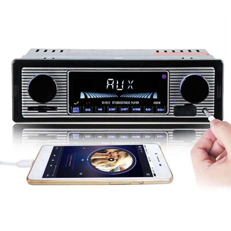 Wireless Car Radio Bluetooth Retro MP3 Multimedia Player AUX USB FM Play Vintage Wireless 12V Stereo Audio Auto Electronics