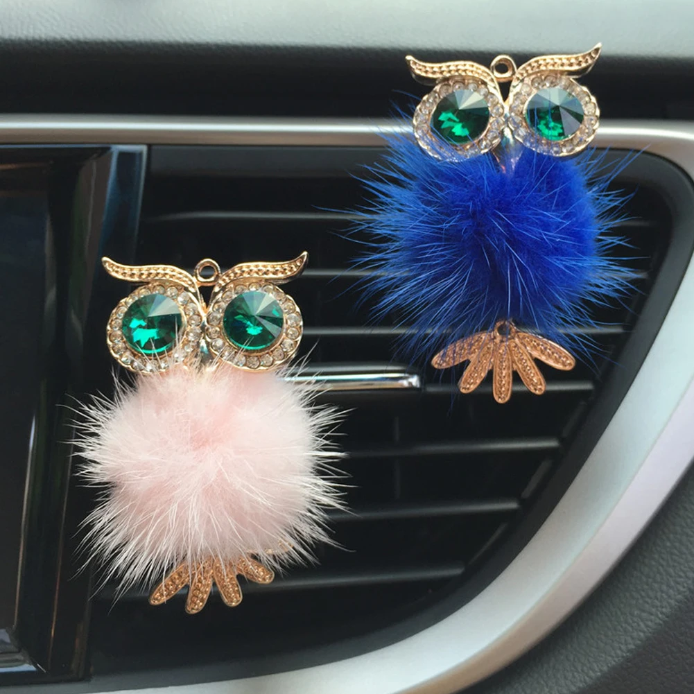 

Diamond Fur Owl Car Air Freshener Auto Outlet Perfume Clip Scent Aroma Car Diffuser Bling Car Accessories Interior Decor Gifts