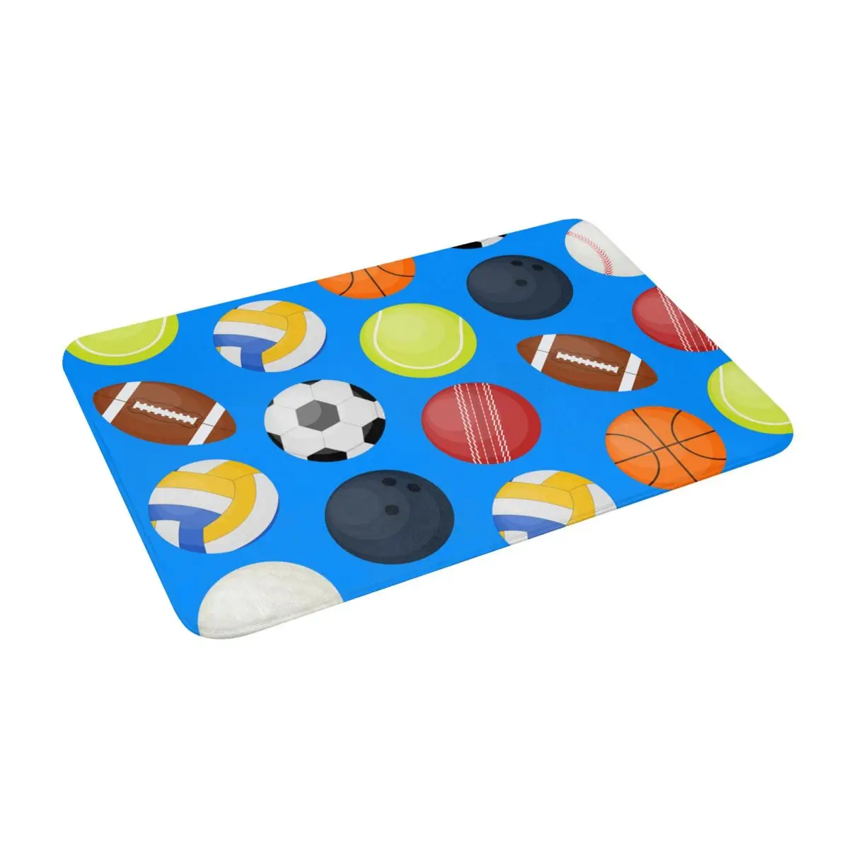

Sports Balls 24" X 16" Non Slip Absorbent Memory Foam Bath Mat for Home Decor/Kitchen/Entry/Indoor/Outdoor/Living Room