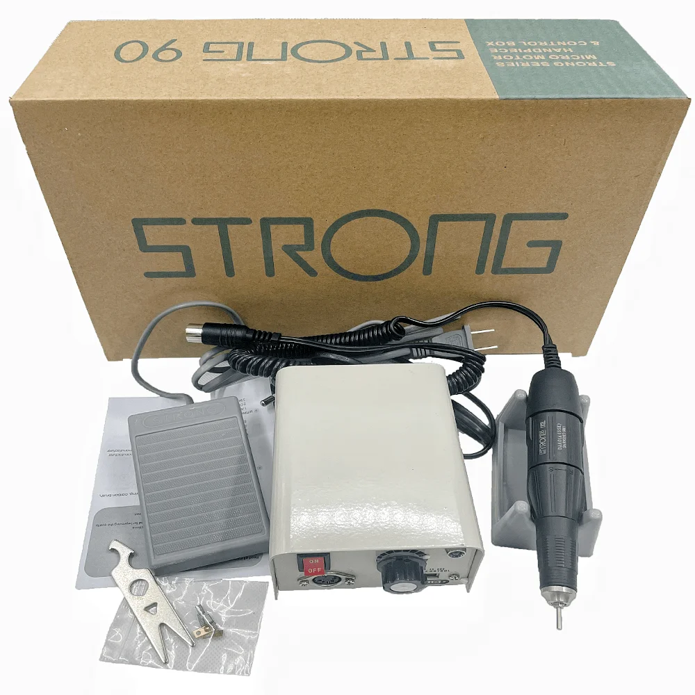 

Strong 90 Control Box 35000RPM 65W Black Strong 102L Micromotor Handle Electric Nail Drill kit Manicure Machine