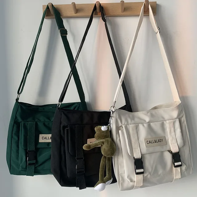 Fashion Classic Simple Messenger Bag Women's South Korea Chic Postman Bag Lady Student Nylon Waterproof Canvas Schoolbag 1