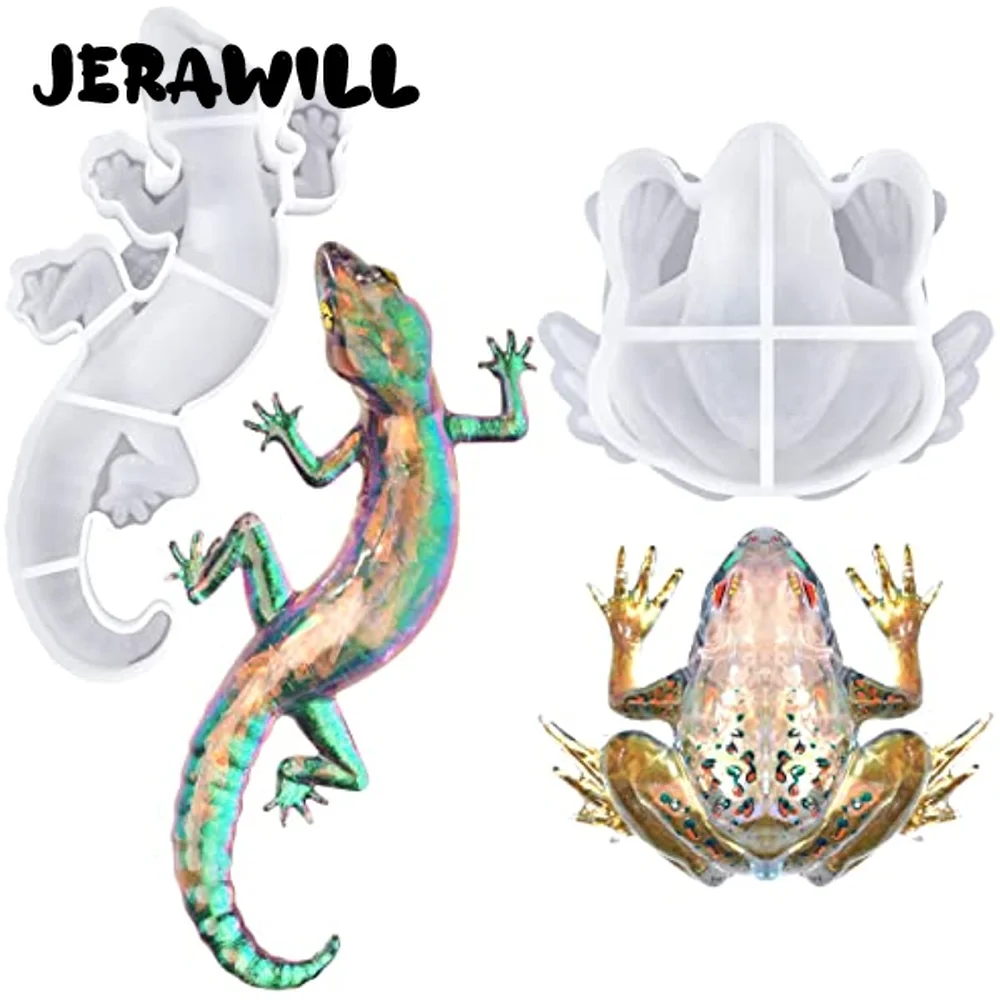 

Frog Lizard Shapes Epoxy Resin Mold DIY Handmade Making Three-dimensional Gecko Wall Decoration Crystal Silicone Molds