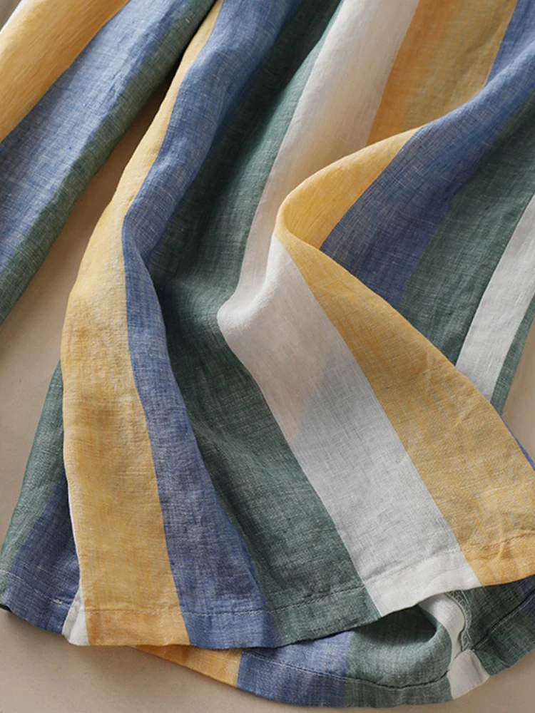 Широкие брюки из смеси хлопка в японском стиле новинка 2024 винтажные прямые с