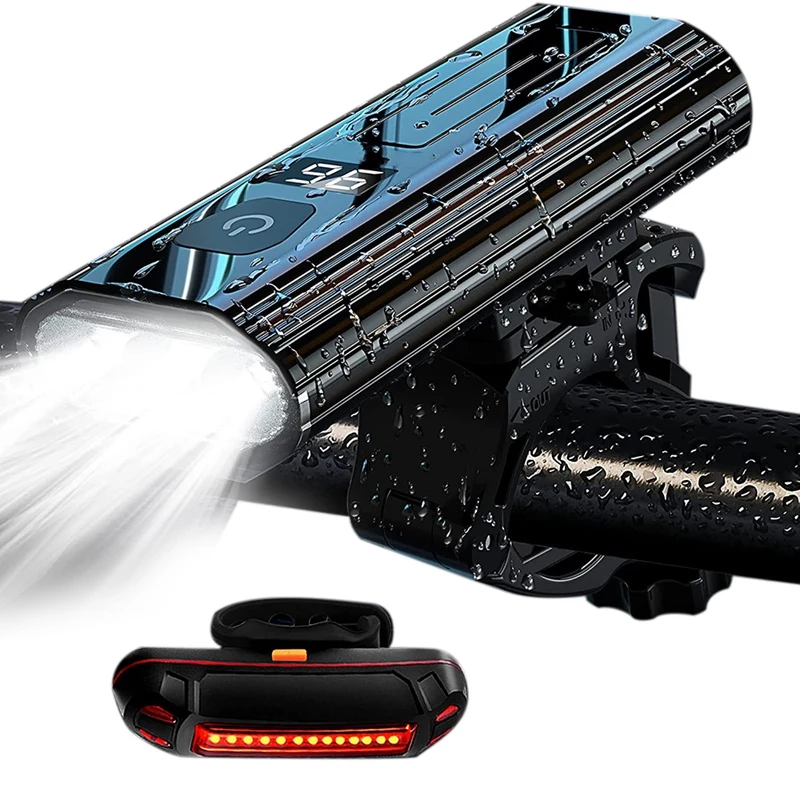 

USB Rechargeable Bike Lights Front and Back, 5 Light Modes Super Bright Bike Headlight 1400 Lumen, IPX-6 Waterproof