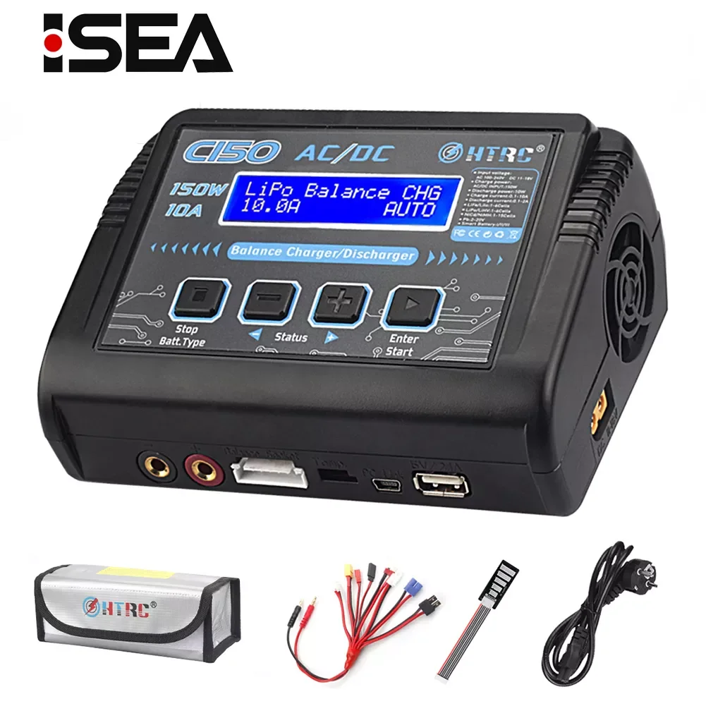 

HTRC C150 RC Charger AC DC 150W 10A Discharger for LiPo LiHV LiFe Lilon NiCd NiMh Pb Battery Lipo Battery Charger & 8 in 1 C