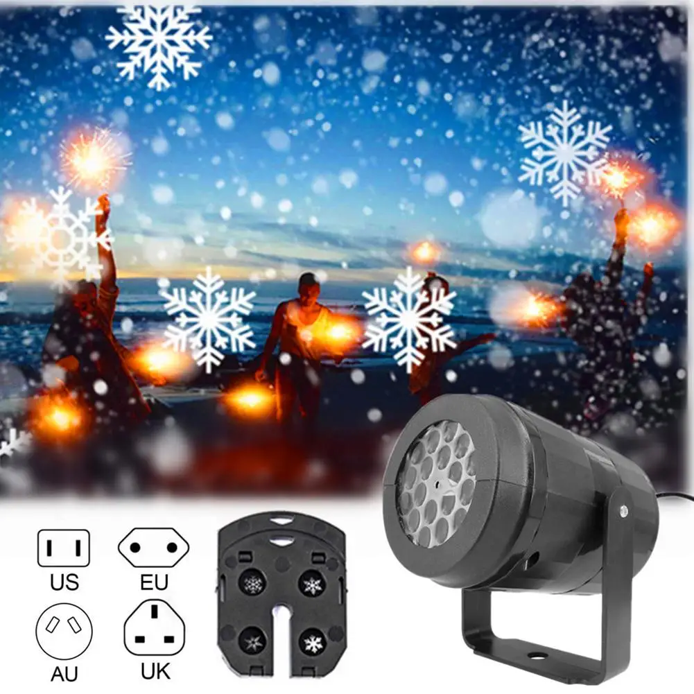 

Светодиодный проектор со снежинками светильник вращающийся узор, Ландшафтная декоративная лампа для Рождественского украшения, светильни...