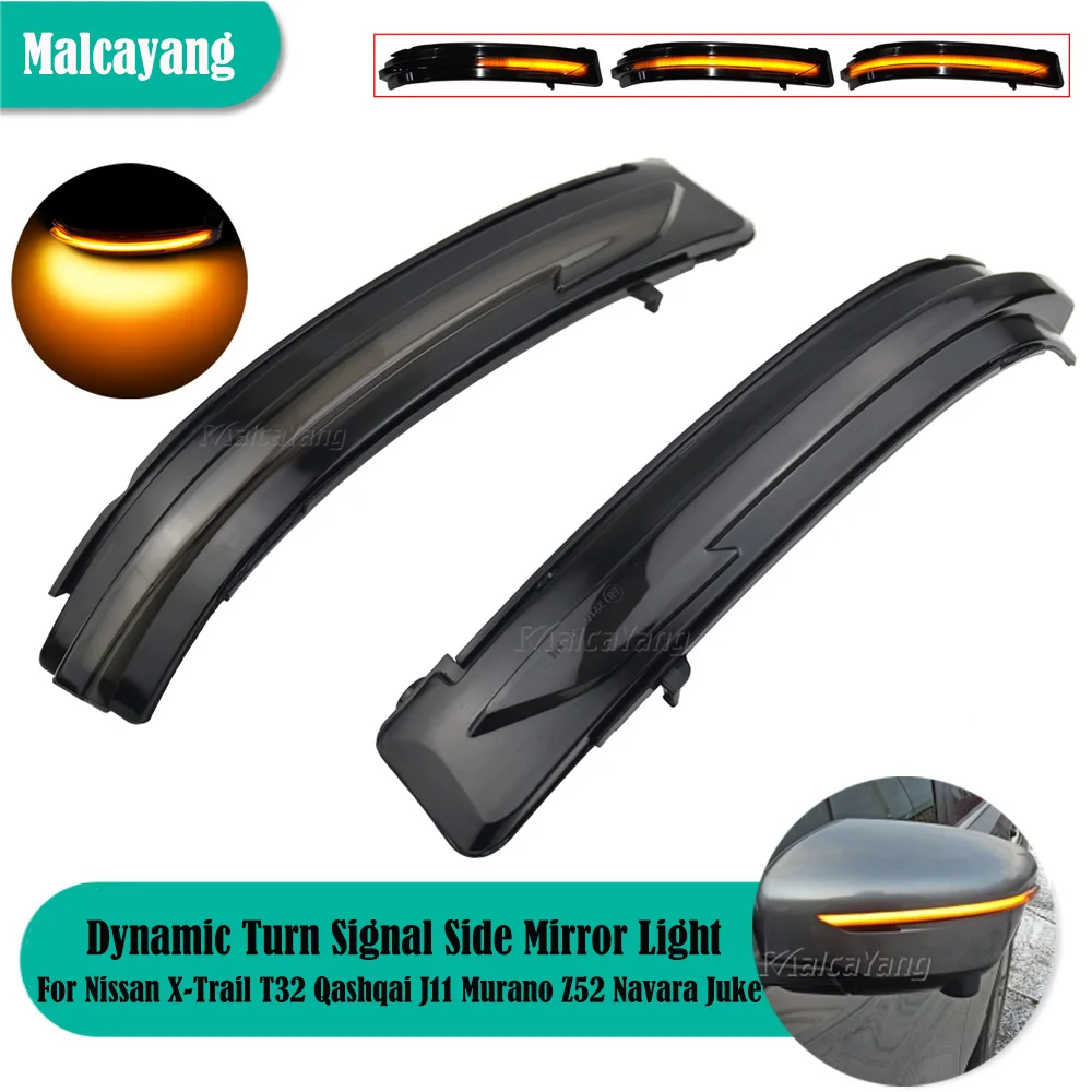 

Car Styling For Nissan X-Trail T32 Rogue Qashqai J11 Murano Z52 Juke Navara Pathfinder LED Dynamic Turn Signal Side Mirror Light