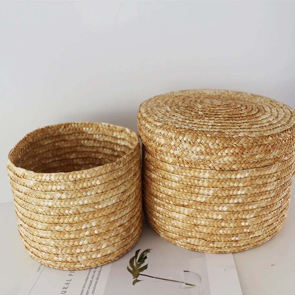 

Small Woven Basket Straw Storage Basket Woven Trash Can Organizers Baskets Rural Fruit Convenient Household Delicate Baby