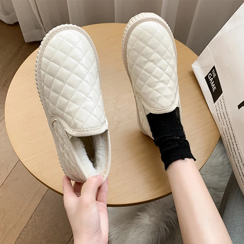 

Low Heels Round Toe Slip On Shoes For Women Modis Female Footwear All-Match Slip-on 2022 Dress New Slip-On Rome Short Plush Snow