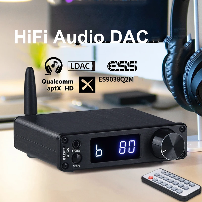 ЦАП Hi-Fi LCD ESS ES9038Q2M DAC QCC5125 Bluetooth зеркальный декодер LDAC 24 бит/96 кГц коаксиальное