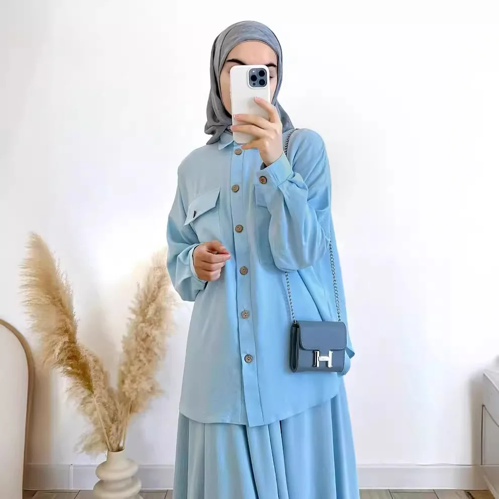 Комплект из 2 предметов: рубашка с длинными рукавами и юбки для женщин элегантная