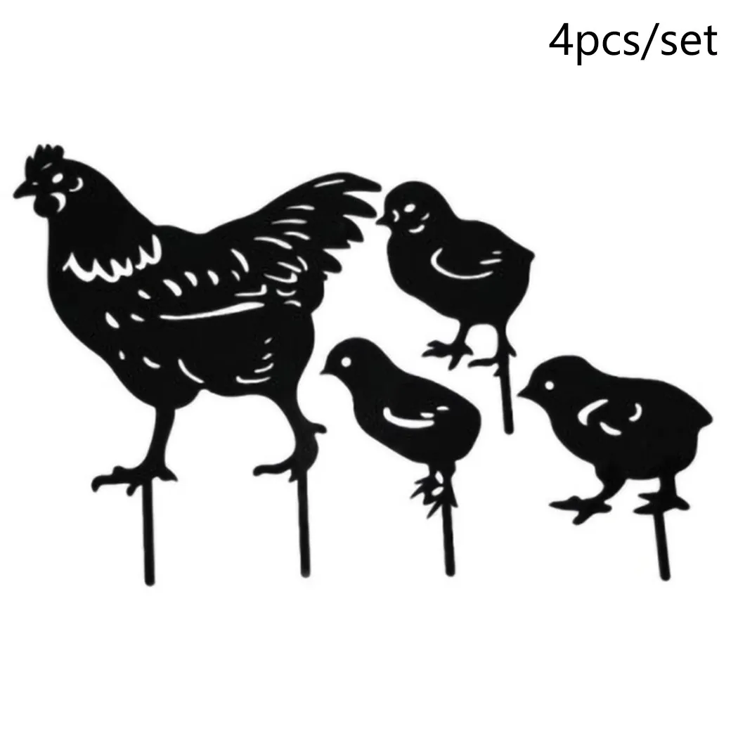 

4 шт. акриловые садовые украшения для цыплят, двора, заднего двора, украшение для газона, подарок, черные статуи, Заглушка для цыплят, украшен...