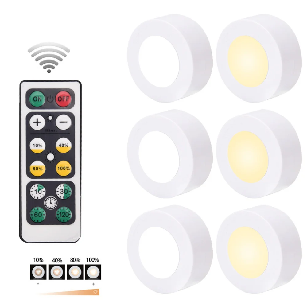 

Dimmable Mini Led Cabinet Light & Remote &Timer Puck Lamp Touch Sensor Night Light for Kitchen,Wardrobe,Stairs,Closet