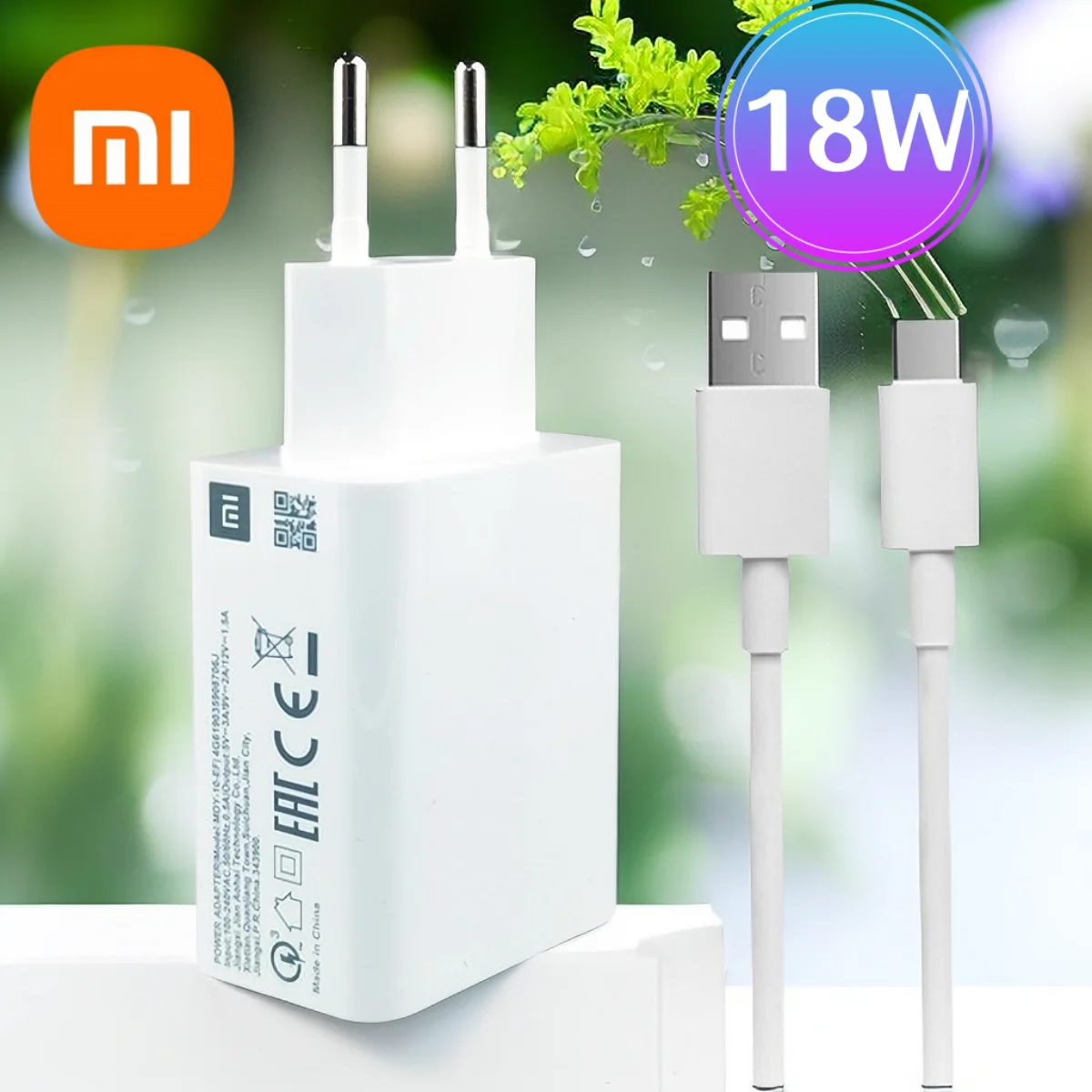 Зарядное устройство Xiaomi 18 Вт, оригинальный адаптер для быстрой зарядки ЕС, оригинальный Usb-кабель Тип C для Redmi 9a 10C Note 8 9 10 11SE Poco M3 MI 8 A3