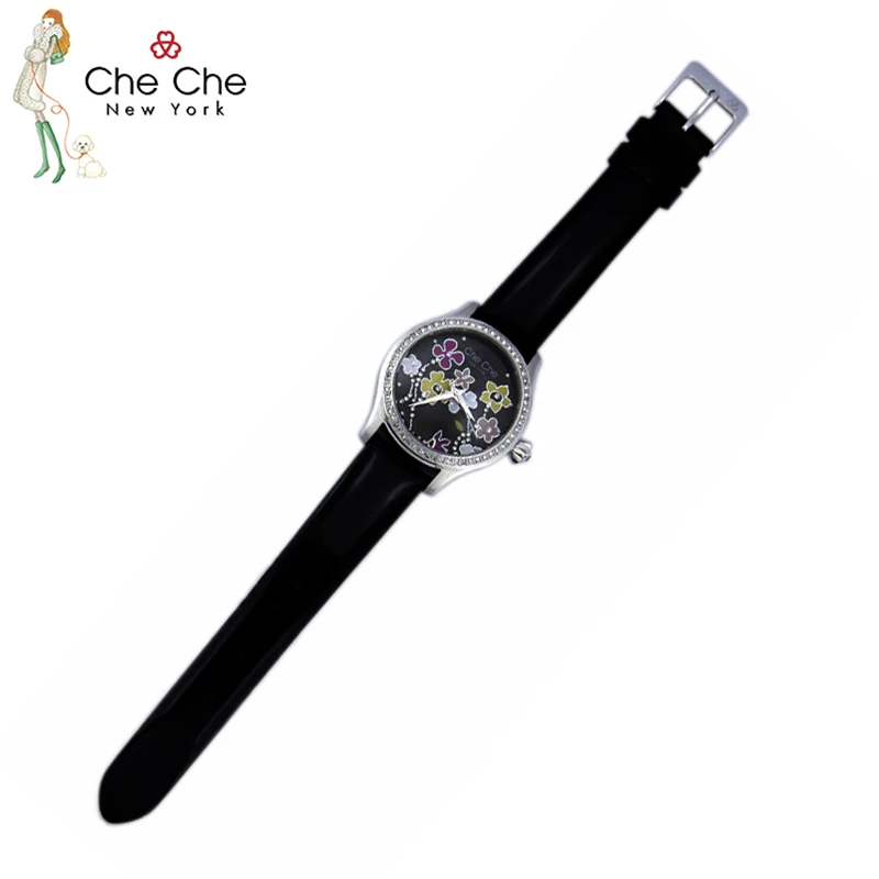 CHE CHE CC0016-A Women's watch leather strap luxury girl heart flower chassis student Watch crown-shaped Ba's