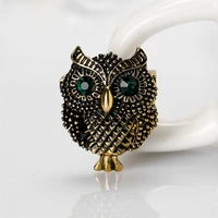 fashion ancient gold and silver personality alloy rhinestone owl brooch fashion all match corsage