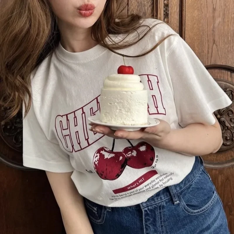 Женская летняя футболка с круглым вырезом и коротким рукавом