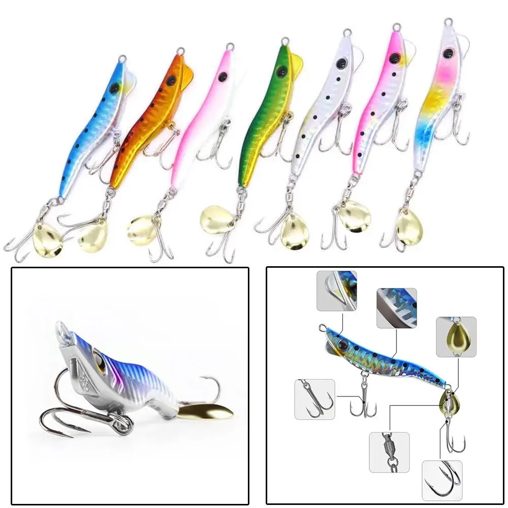 

Hot 13g 19g Artificial Bass Bait Squid Jigs Metal Fishing Shrimp Lure Metal Spoon Hard Lures.
