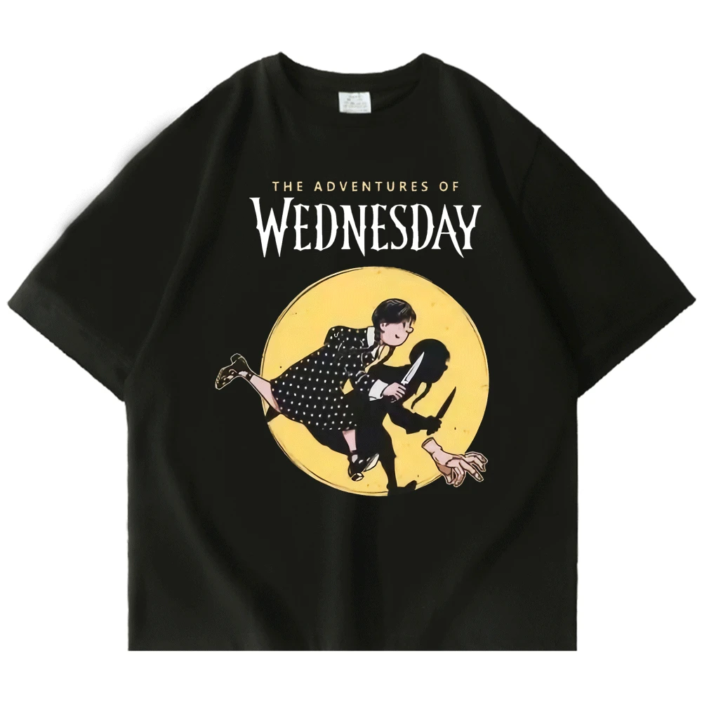 

Funny The Adventures of Wednesday Addams T Shirt Harajuku Graphic T-shirts Men's 90s Vintage Hip Hop Gothic Oversized T-shirt