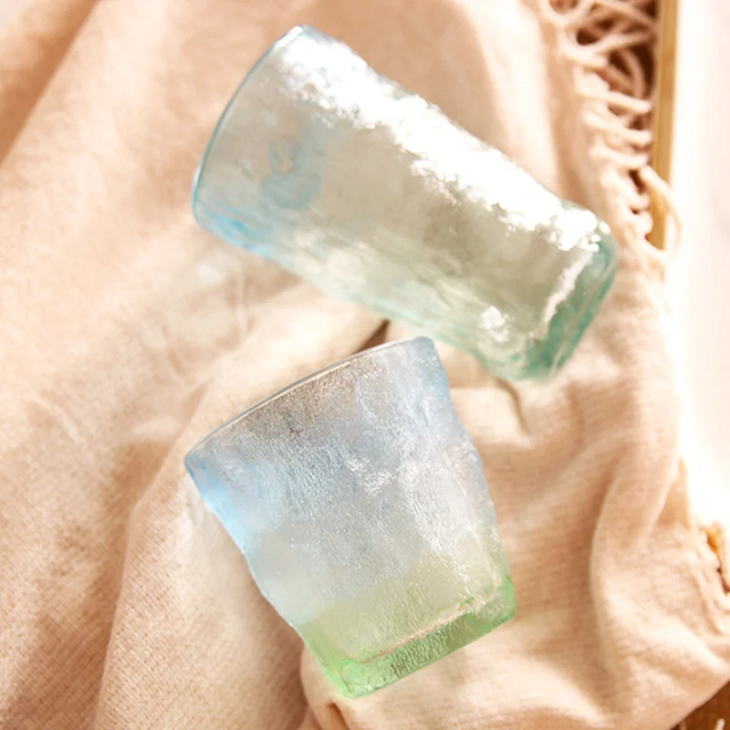 Чашка для кофе из прозрачного матового розового стекла в форме ледника домашняя