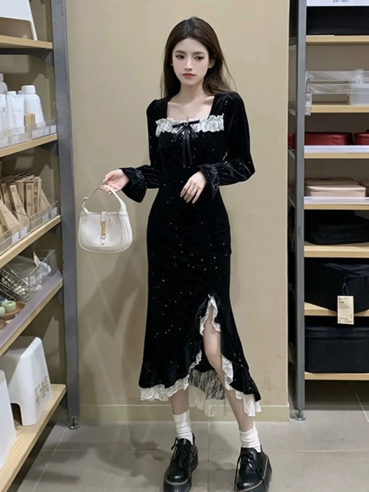 Супер красивое изящное бархатное платье осеннее больших размеров для полных