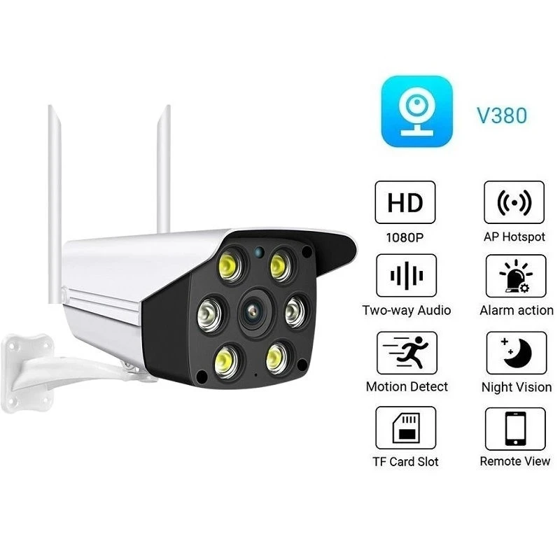 

2MP WiFi IP Camera 1080P HD Outdoor Home Security CCTV Surveillance Bullet Camera P2P Two Way Audio Full Color Night Vision Cam