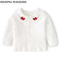 colorful childhood kids clothes girls white blouse fall cute long sleeves children cartoon shirts girl blouses kids tops 1202
